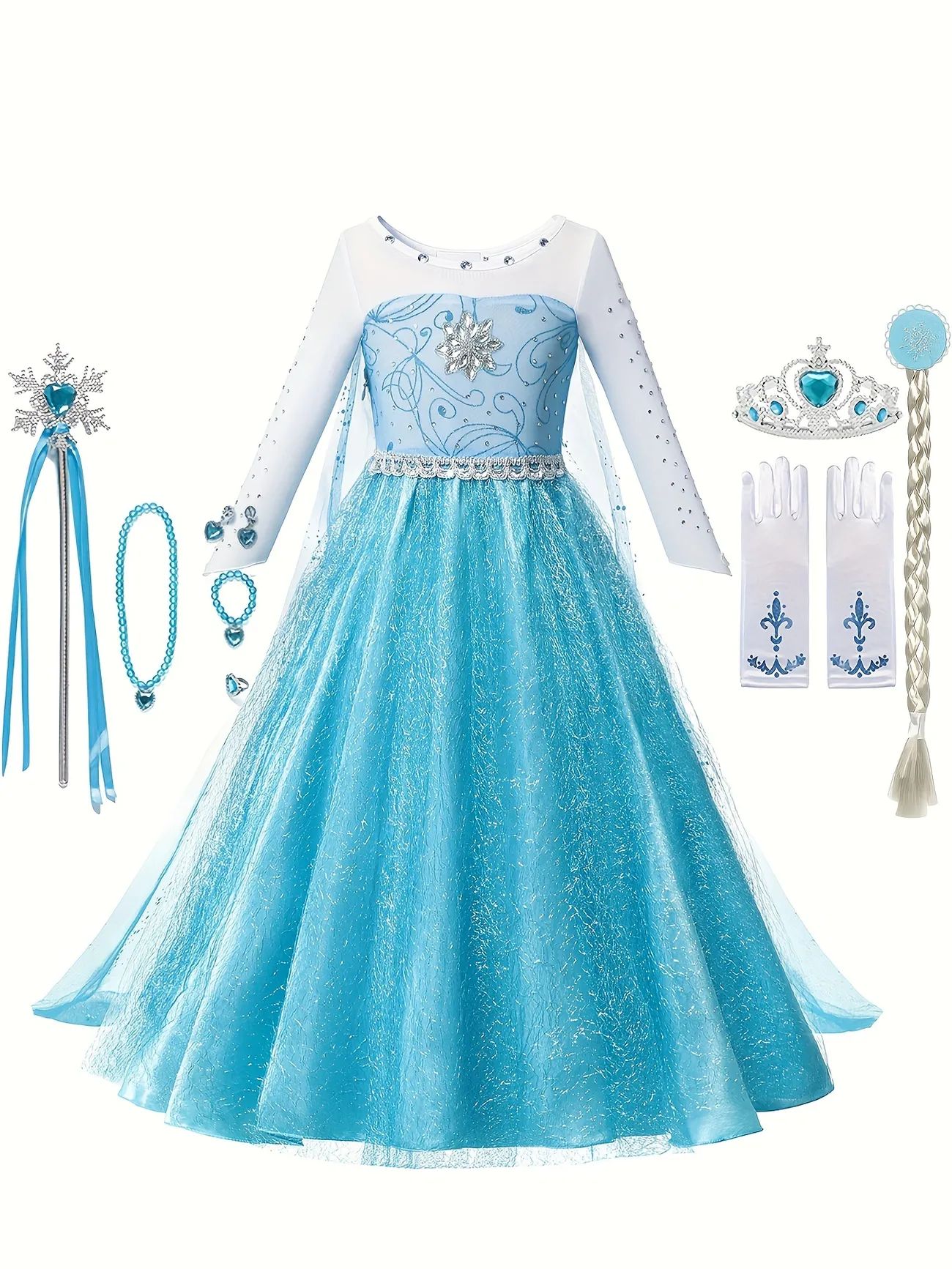Kid Girls Ice Queen Princess Dress Cartoon Movie Cosplay Dresses With Mesh Tulle And Sequins Hall... | Temu Affiliate Program