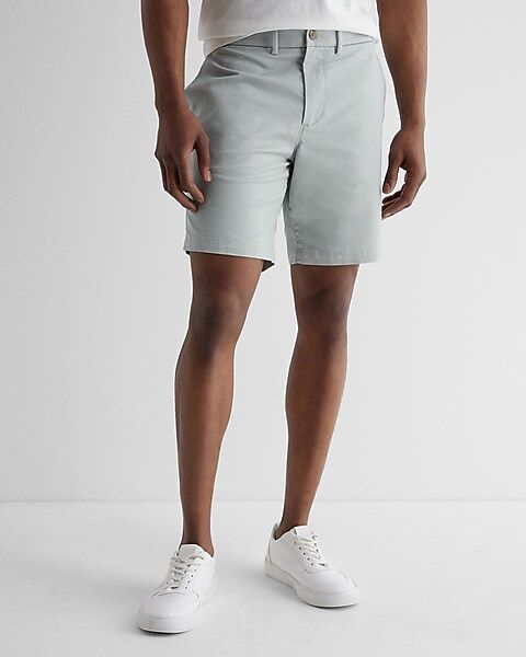 Solid 8" Hyper Stretch Chino Shorts | Express