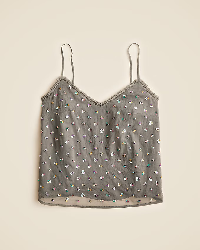Collection ruffle-trim camisole with embellishments | J. Crew US