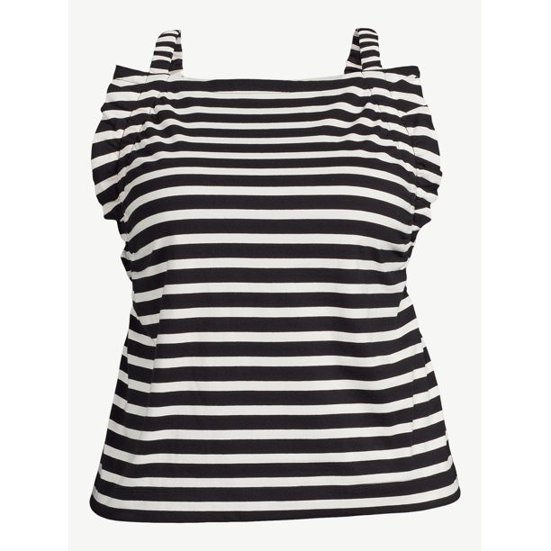 Free Assembly Women's Shirred Flounce Tank Top - Walmart.com | Walmart (US)