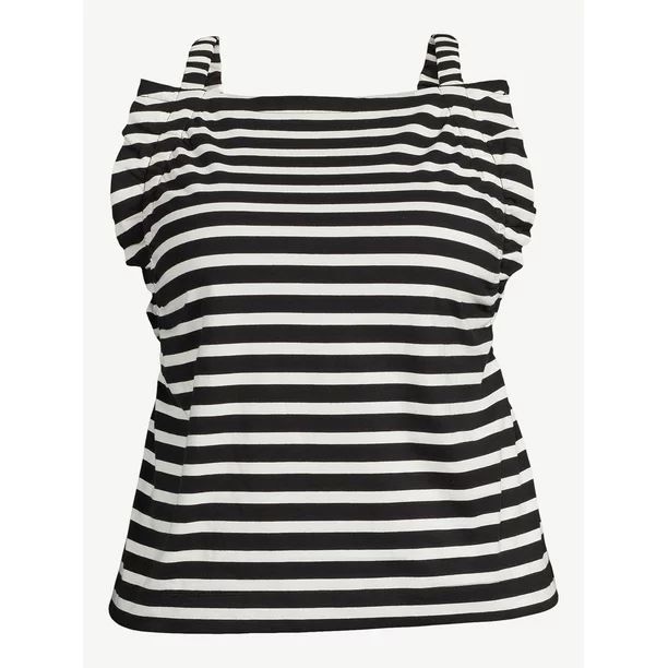 Free Assembly Women's Shirred Flounce Tank Top - Walmart.com | Walmart (US)