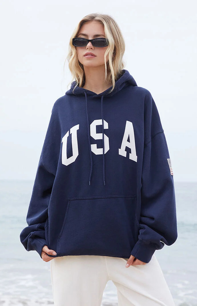 John Galt Women's Navy Christie USA Oversized Hoodie | PacSun