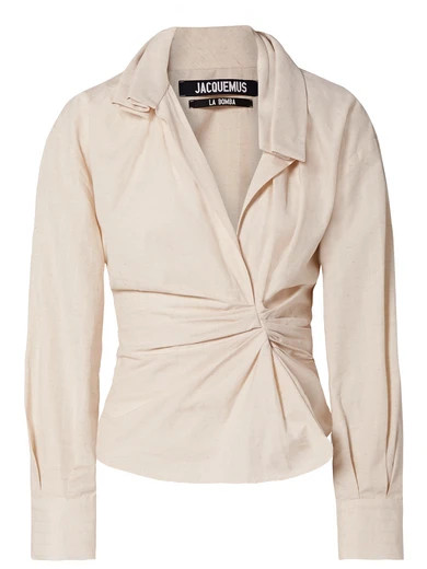 La Chemise Belem ruched cotton and linen-blend shirt | NET-A-PORTER (US)