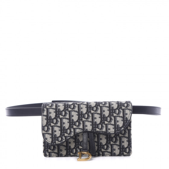 CHRISTIAN DIOR Oblique Saddle Belt Bag Blue | Fashionphile