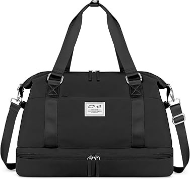 ETRONIK Bolsas de fin de semana para mujer, bolsa de gimnasio con compartimento para zapatos, Neg... | Amazon (US)
