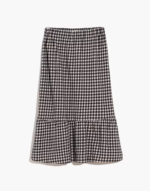 Gingham Seersucker Knit Pull-On Midi Skirt | Madewell