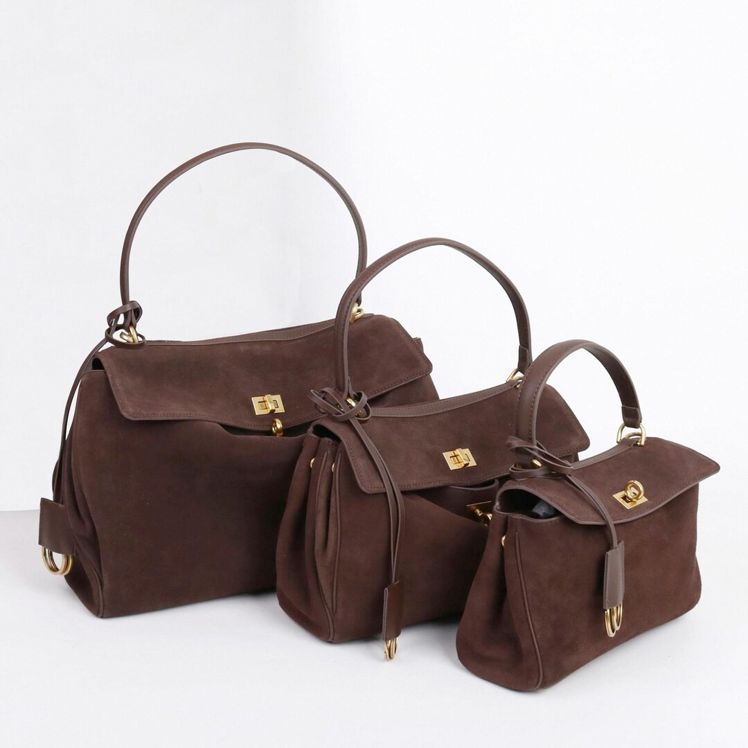 Suede Leather Tote Bag, Minimalist Tote Bag, Leather Shoulder Bag - Etsy UK | Etsy (US)