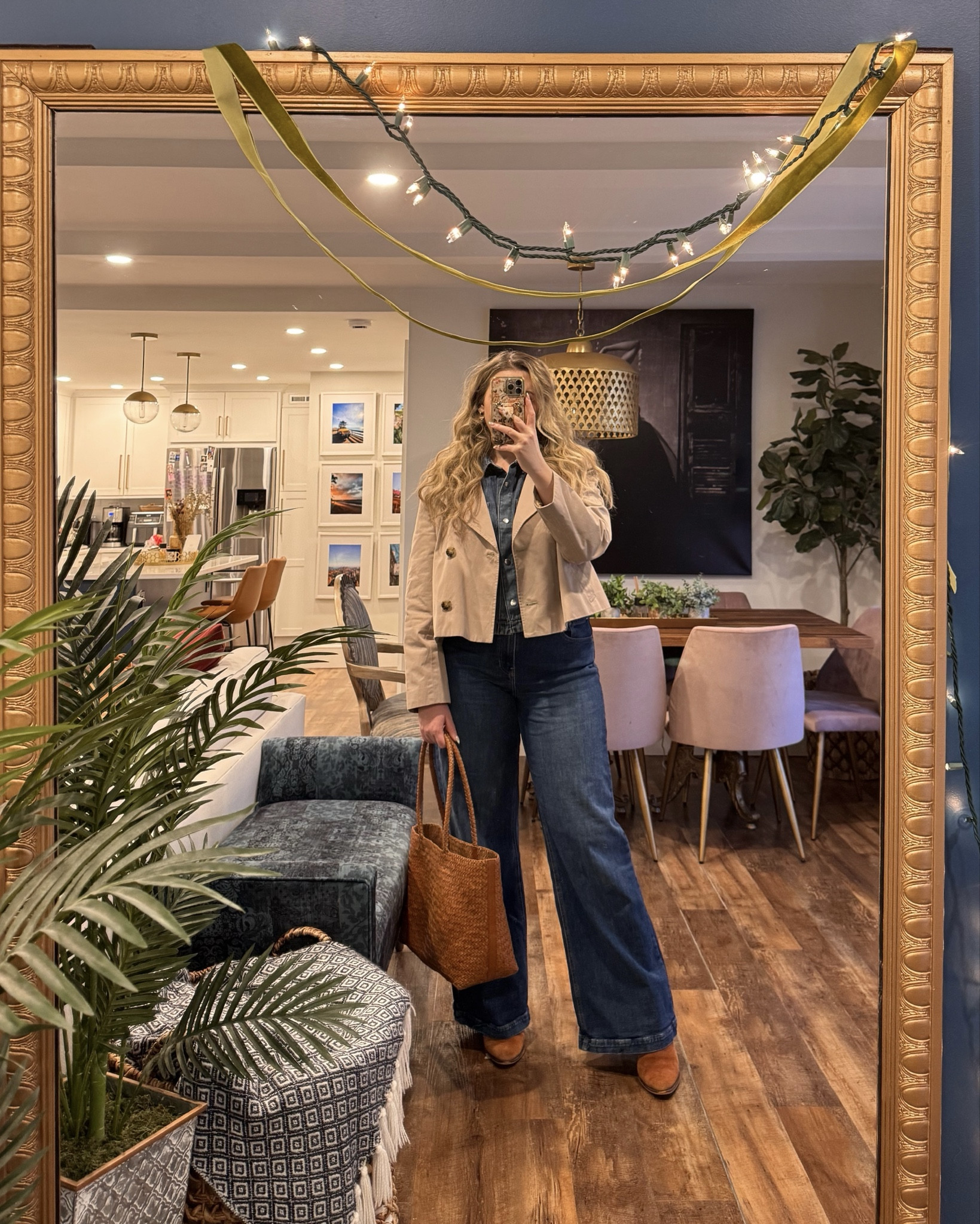 Spring Outfits 2026. Cropped trench wearing a large 25% off. Wide leg jeans 40% off wearing a 31, but should've gotten a 30. 

 #LTKootd #LTKSeasonal #LTKMidsize