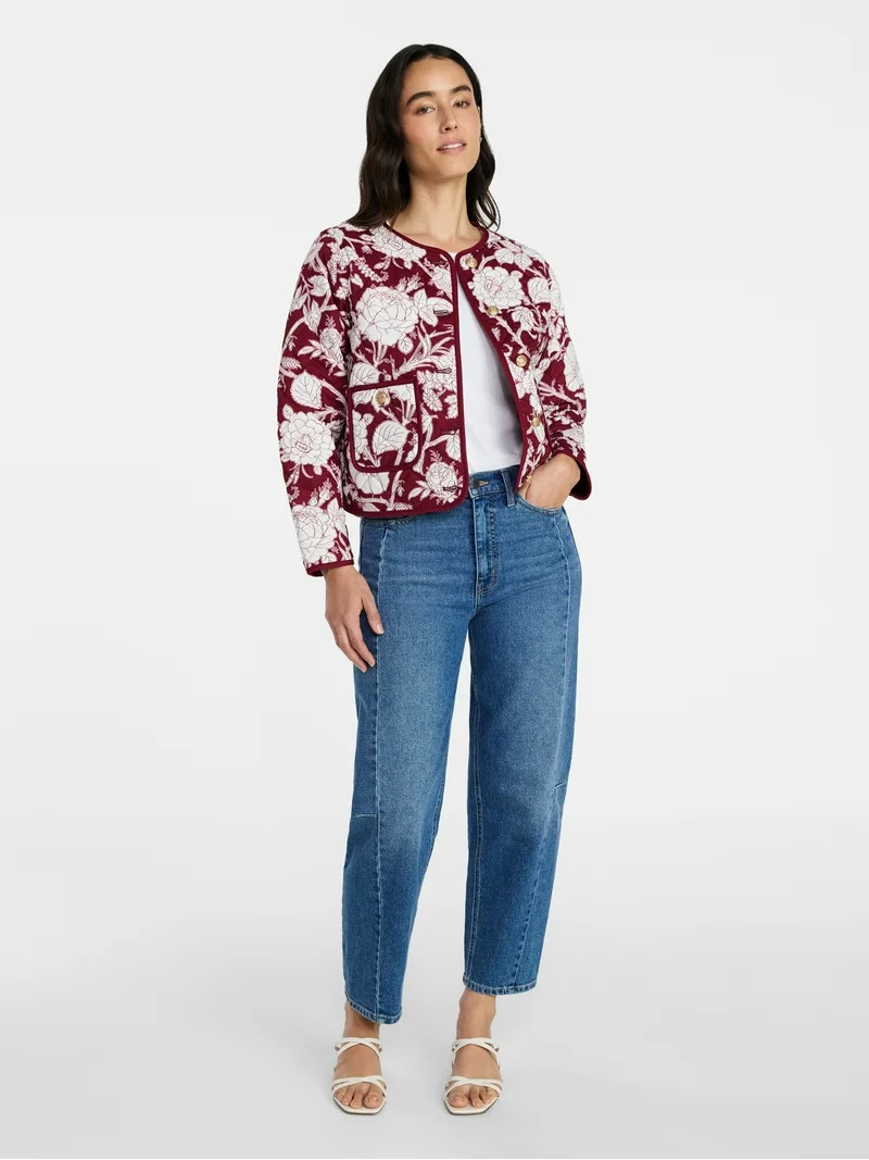 Time and Tru Women's Quilted Cotton Jacket, Sizes XS-XXXL | Walmart (US)