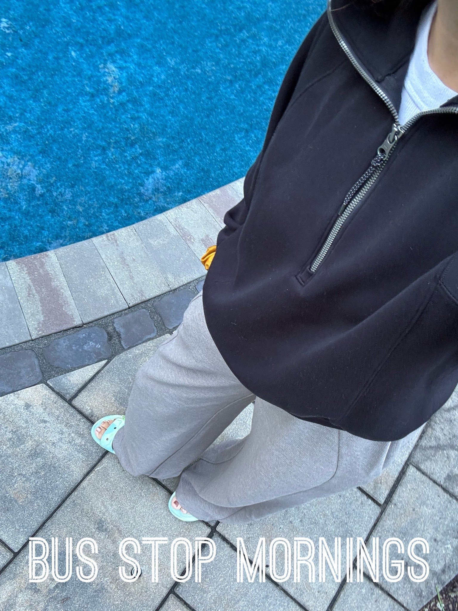 What I wore to the bus stop! Cozy and comfy. Spanx zip up and Lululemon sweatpants. And Crocs 😜

#LTKdayinmylife #LTKmomlife #LTKOver40