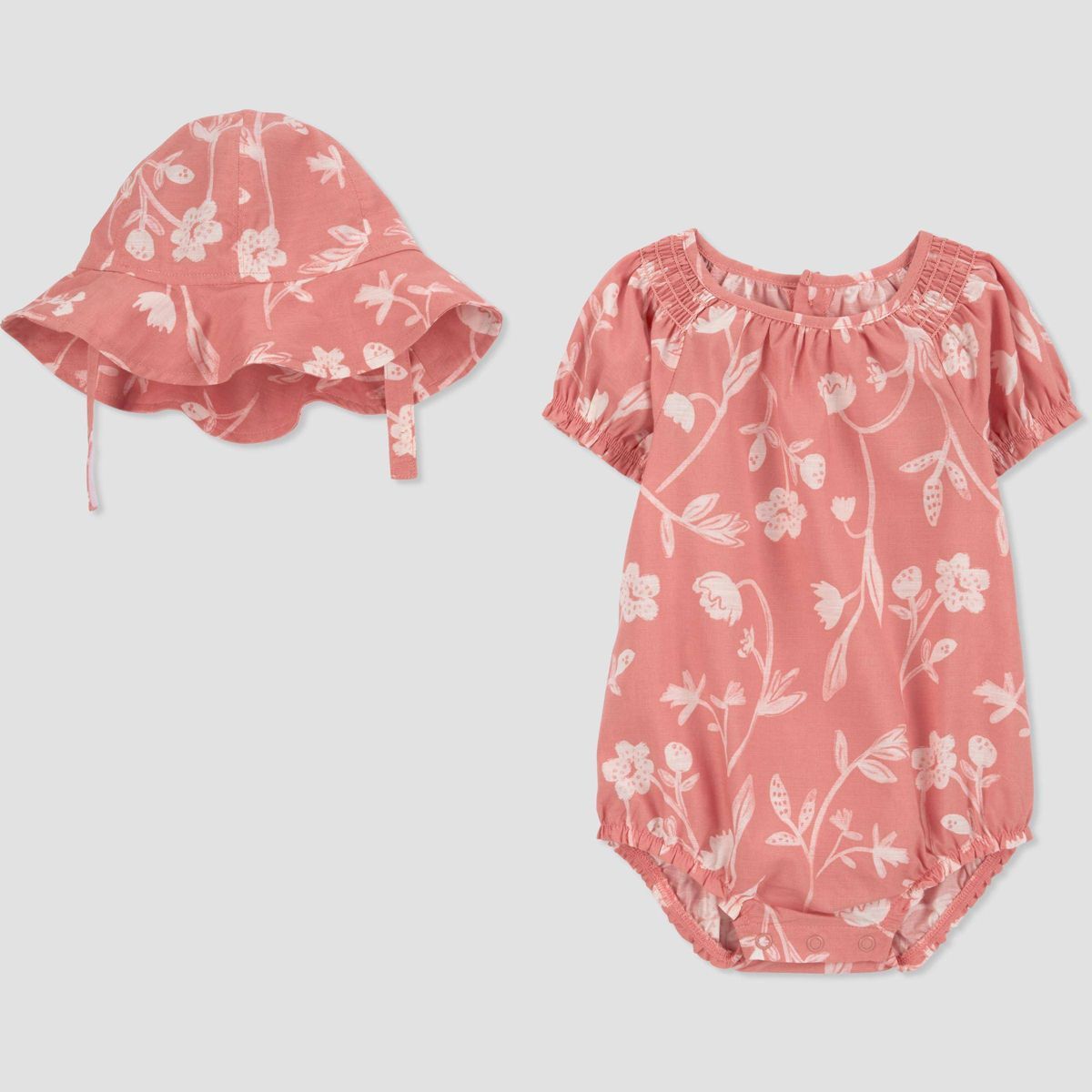 Carter's Just One You® Baby Floral Bubble Romper with Hat - Pink/White | Target