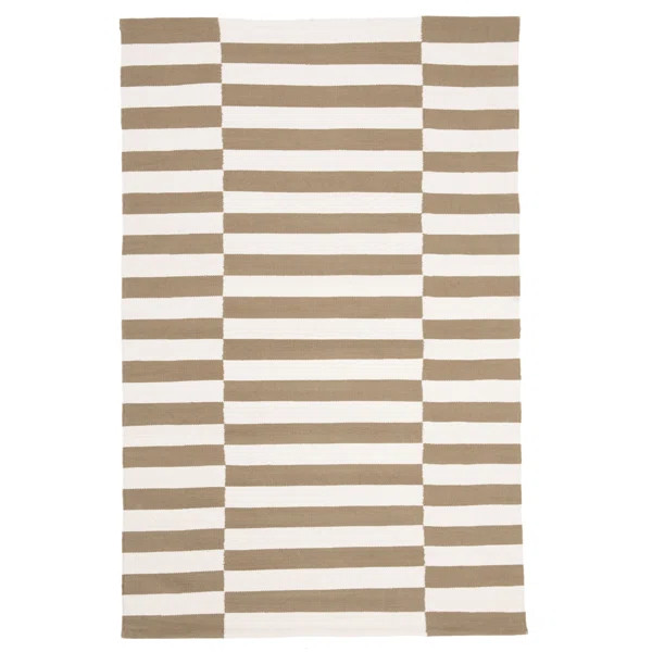 Ludlow Stripe Flatweave Cotton Sepia Area Rug | Wayfair North America