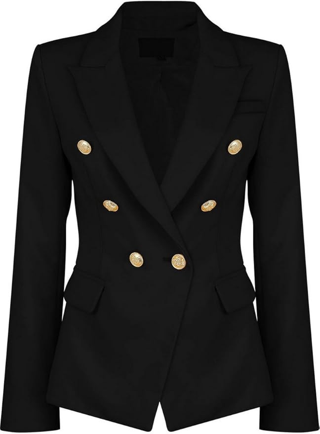 Womens Double Breasted Military Style Blazer Ladies Coat Jacket | Amazon (US)