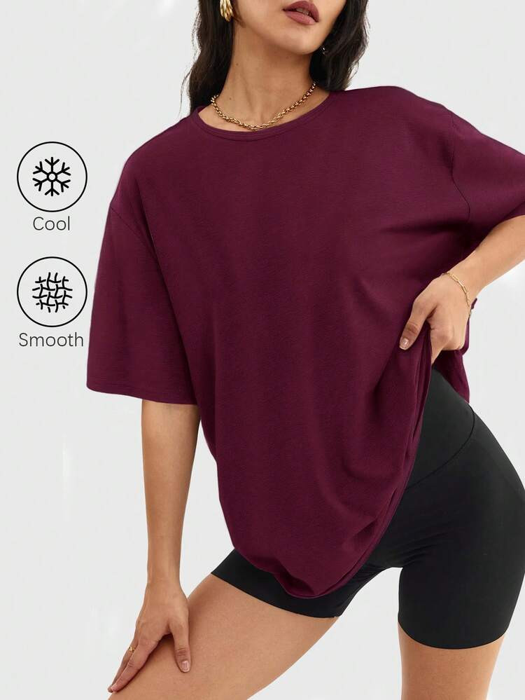 Speed Mate Women's Casual Loose T-Shirt, Summer Round Neck Short Sleeve Basic Sports Tee | SHEIN