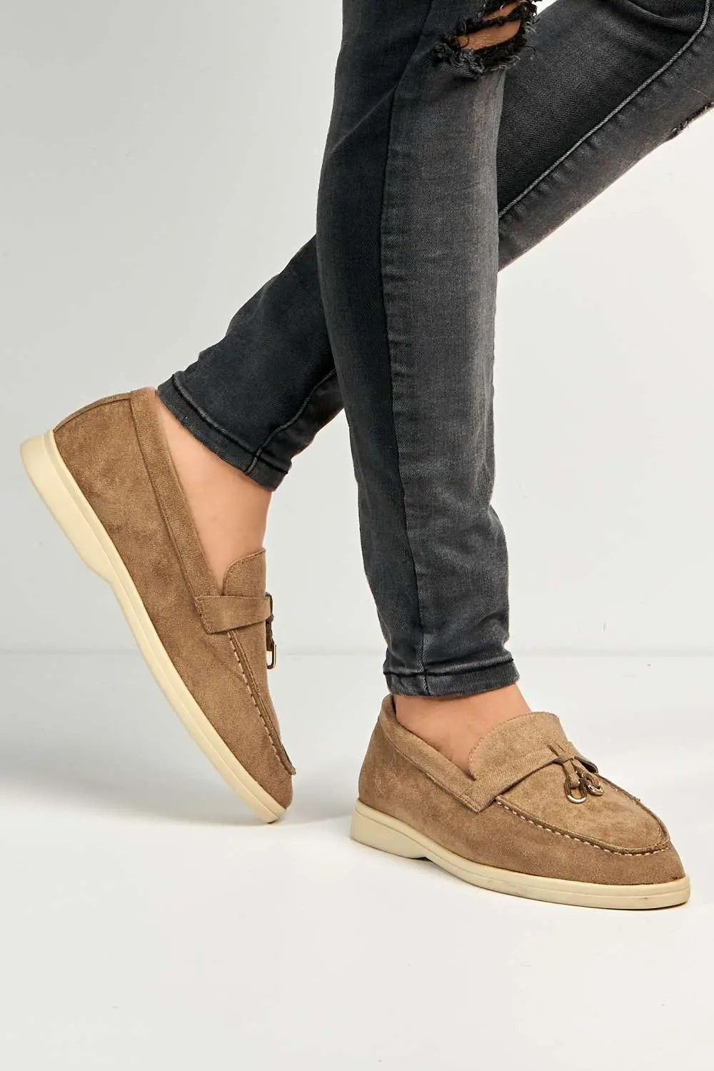 Black Miss Diva Tonya Charm Detail Slip-On Faux Suede Loafers | Dorothy Perkins | Dorothy Perkins (UK)