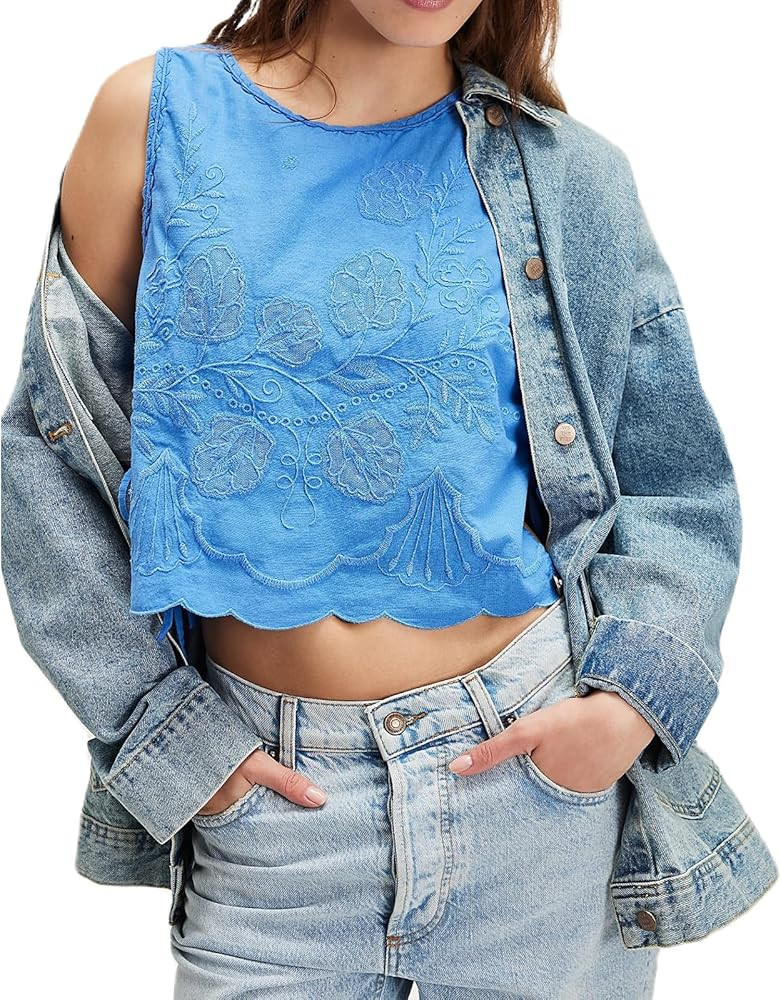 Amiblvowa Women Knit Vest Sleeveless Crop Tank Top Y2k Solid Crew Neck Slim Fit Cropped Going Out... | Amazon (US)