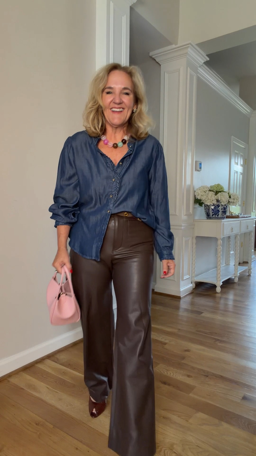Blouse is Tencel very lightweight wearing a med 
Colette pants full length 29 reg I need a heel with them. Petite also still 
Bag and shoes on sale too

#LTKSaleAlert #LTKMidsize #LTKOver40