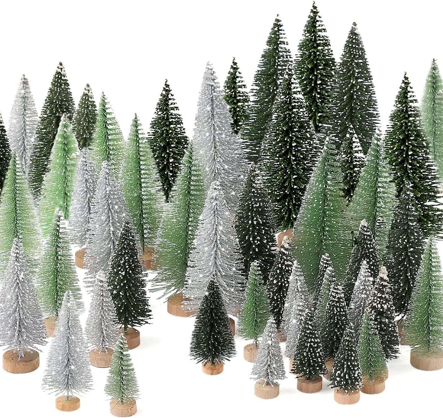 Ayieyill 30Pcs Mini Christmas Trees - Artificial Christmas Trees Bottle Brush Trees with 5 Sizes,... | Walmart (US)