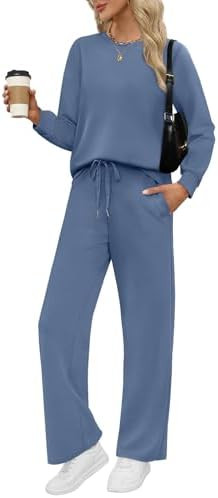 WIHOLL Lounge Sets for Women 2 Piece Travel Vacation Outfits Fall Sweatsuit Tracksuit | Amazon (US)