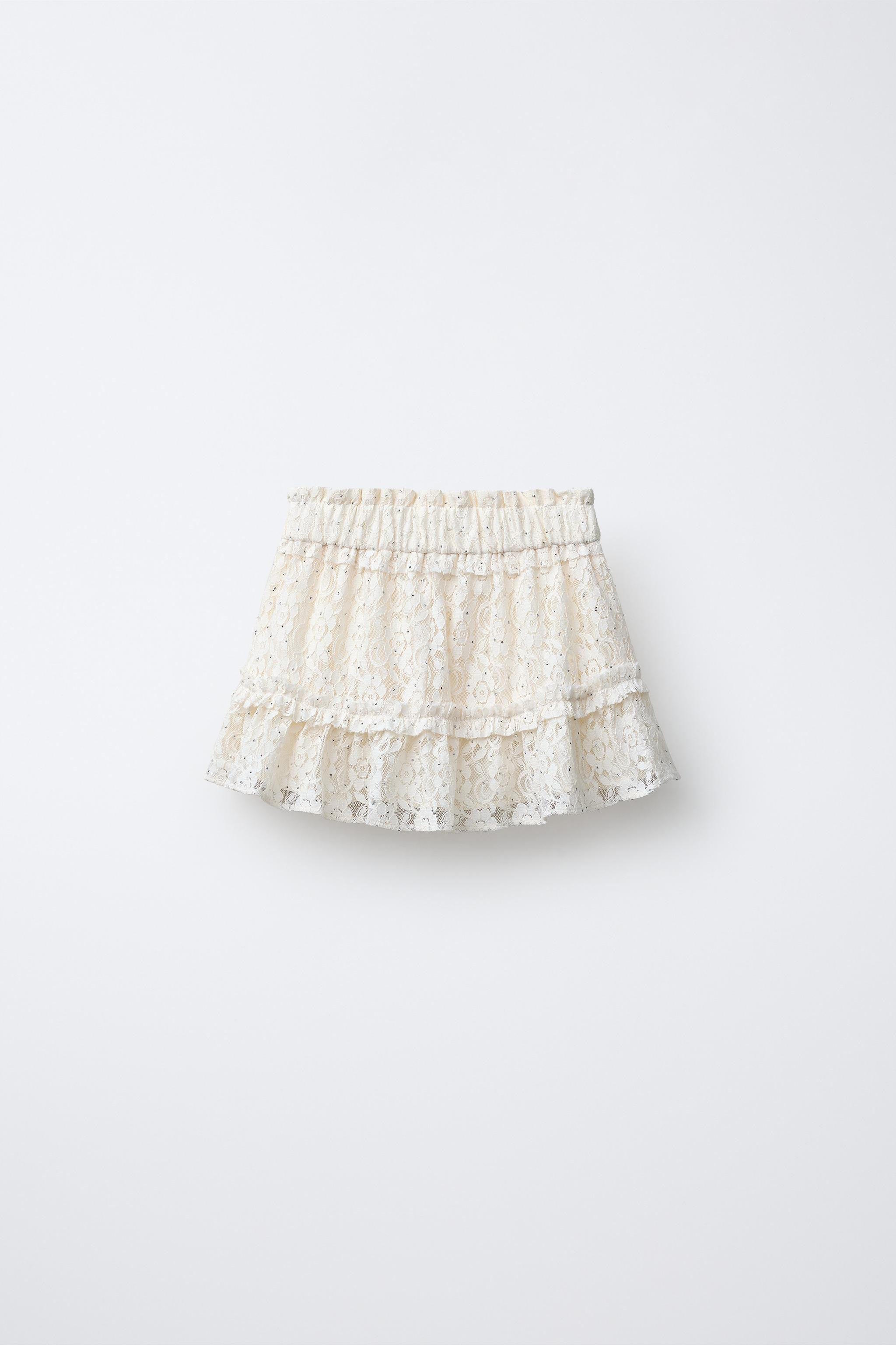 SPARKLY RUFFLED FLORAL SKIRT | Zara US