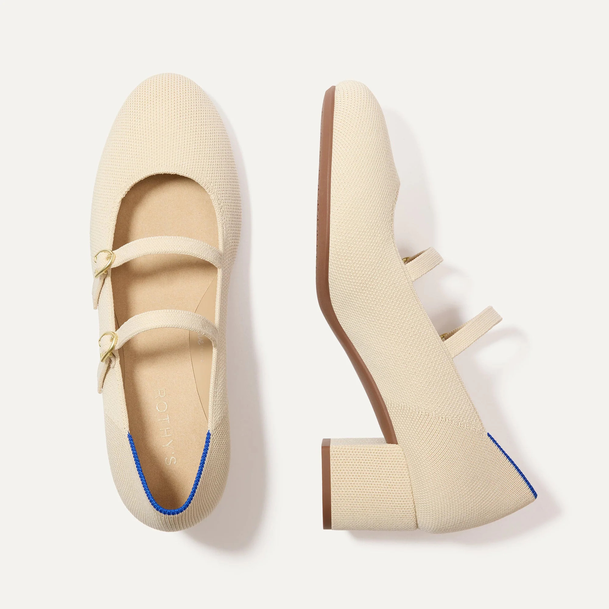 The Double Buckle Mary Jane Heel in Conch | Rothy's | Rothy's