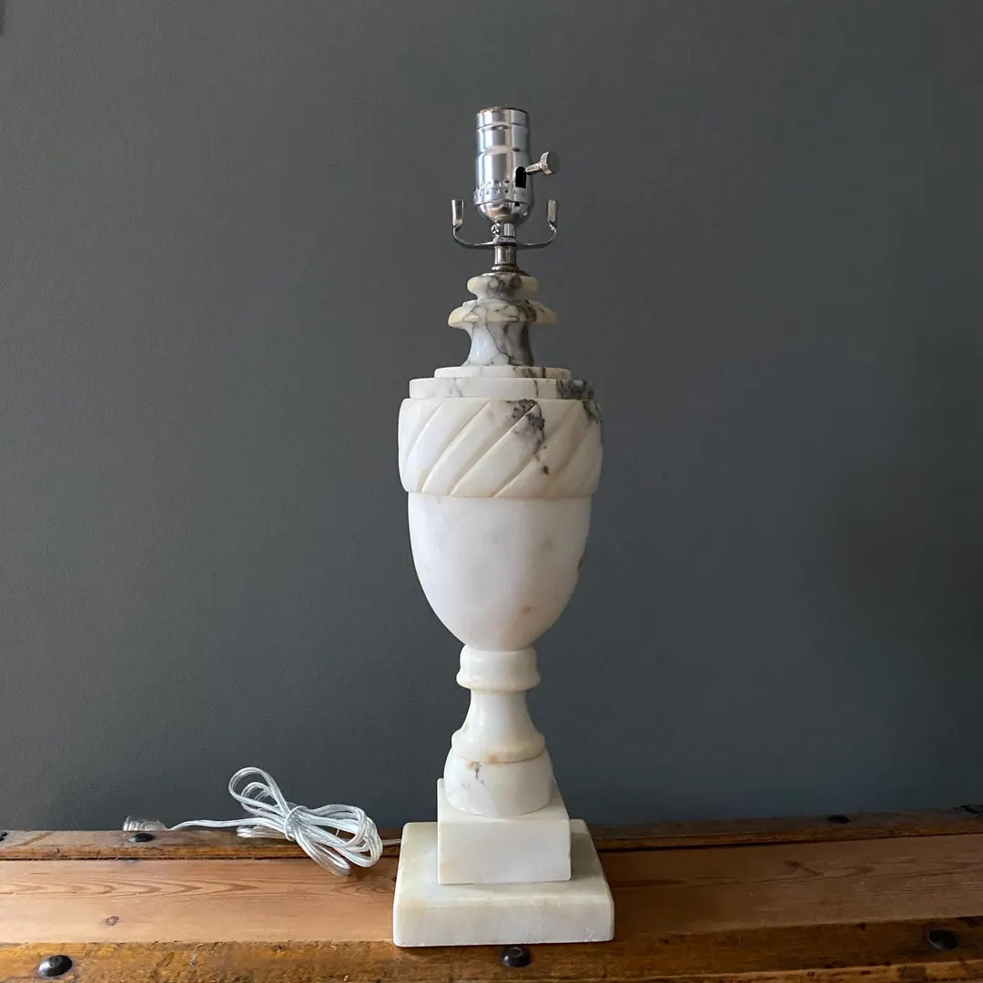 Vintage Italian Alabaster Table Lamp Creamy White Urn Design Upcycled | Etsy (US)