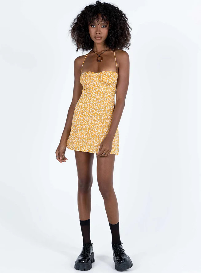 Acer Mini Dress Yellow Floral | Princess Polly US