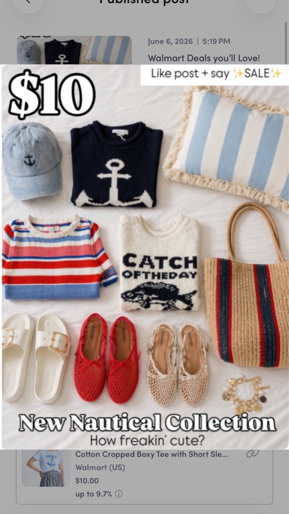 Walmart Coastal Colllection🦞so many $10 deals!

✨sizing I’m 135lbs size small top and 6/medium bottom 

Walmart, #walmartpartner, Walmart coastal, Walmart summer, Walmart clearance, Walmart shoes, Walmart bag, resortwear, two piece set, travel outfit, swimsuit, summer dress, fish sweater, fish dress, fish pants, Antrho look,

#LTKSaleAlert #LTKPetite #LTKHome