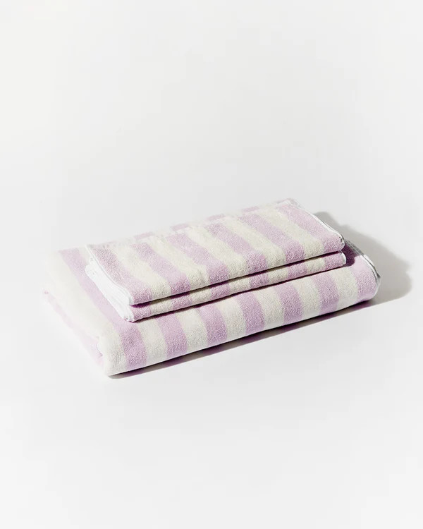 Towel Set Narrow Stripe in Lilac | Reliquia Collective & Blanca
