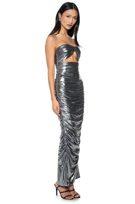BENNIE METALLIC CUT OUT MAXI DRESS | AKIRA