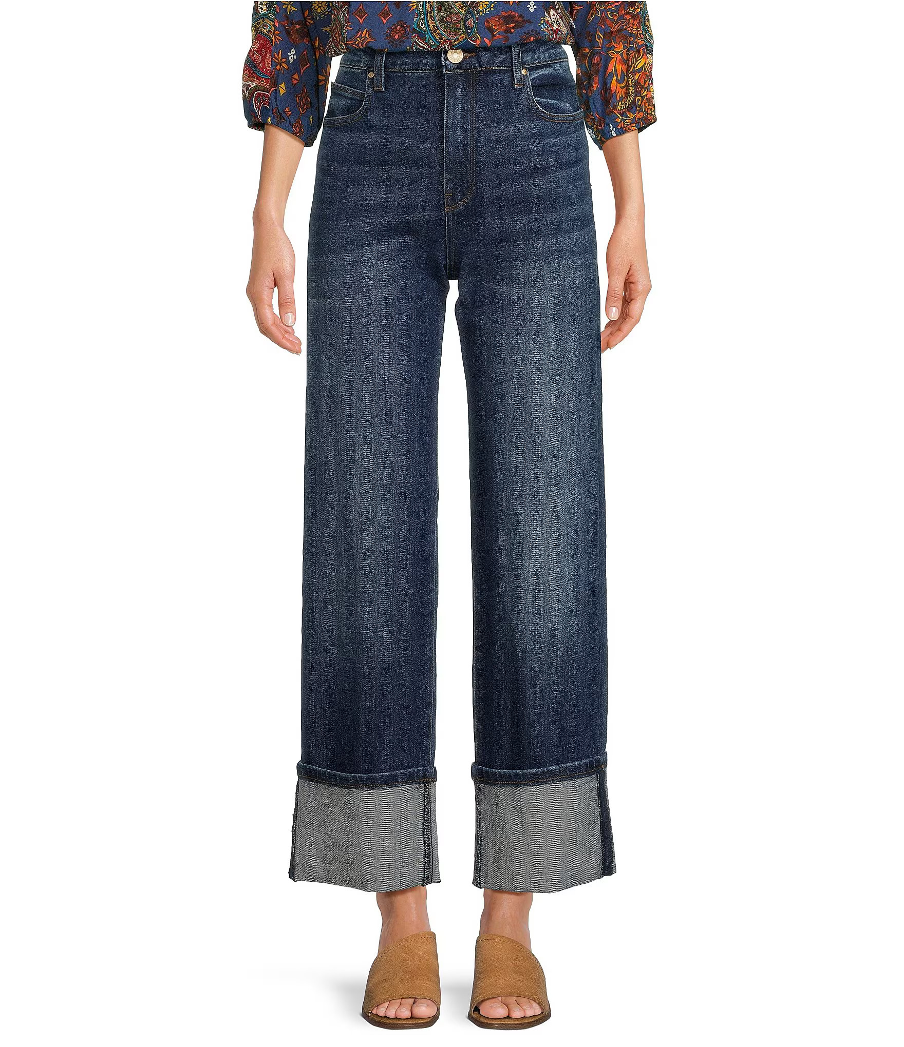 Sienna High Rise Cuffed Wide Leg Jean | Dillard's
