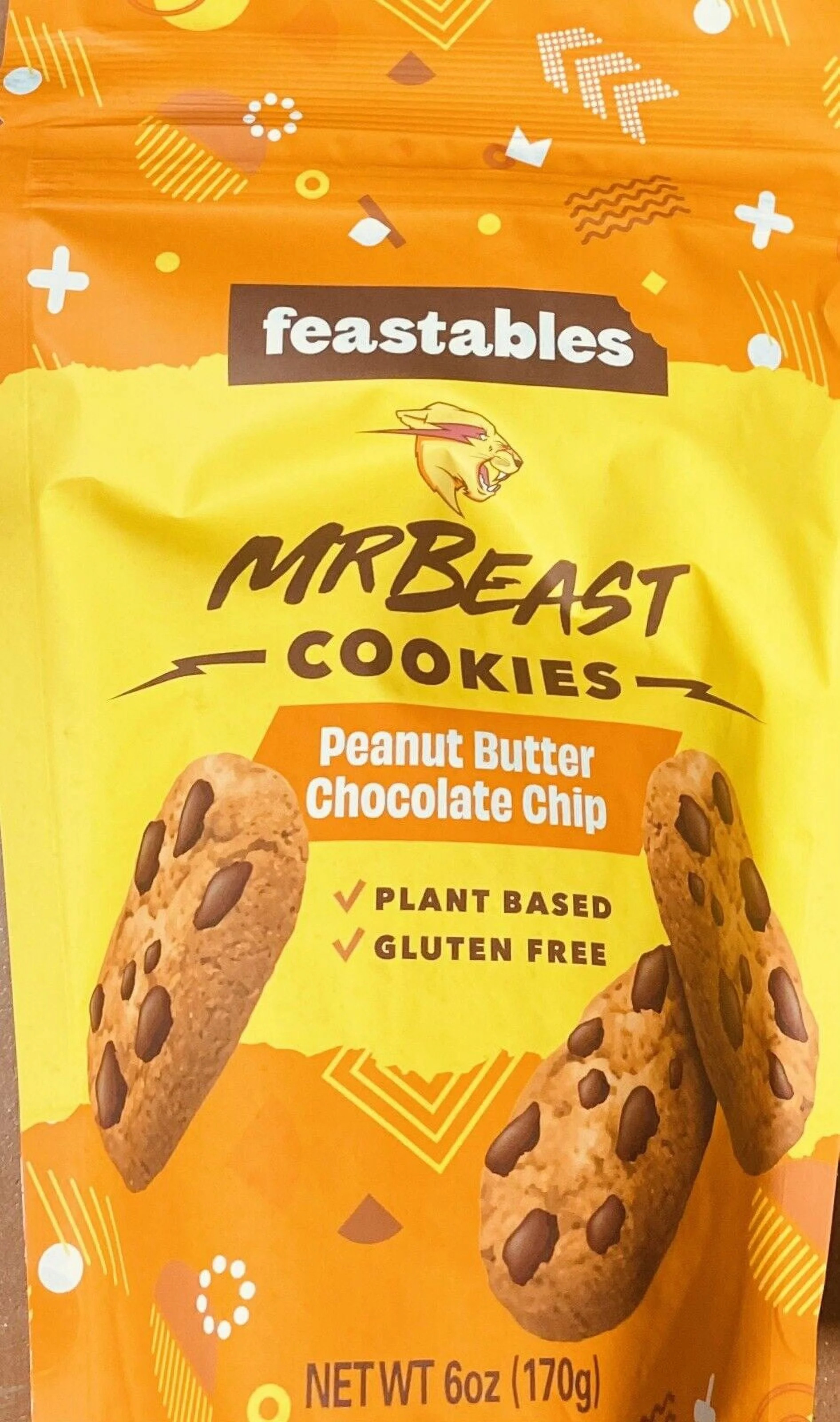 Mr Beast Feastables PEANUT BUTTER CHOCOLATE CHIP Plant Based Cookies 6 oz Bag | Walmart (US)