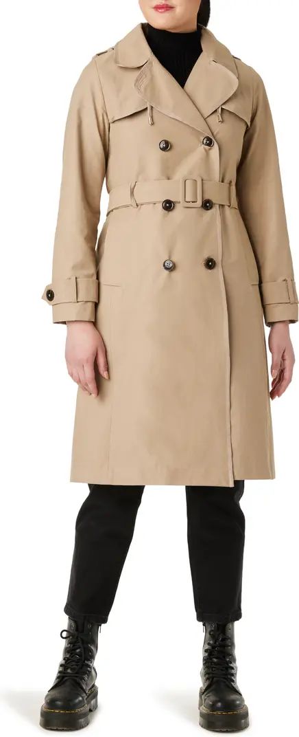 hooded double breasted cotton blend trench coat | Nordstrom