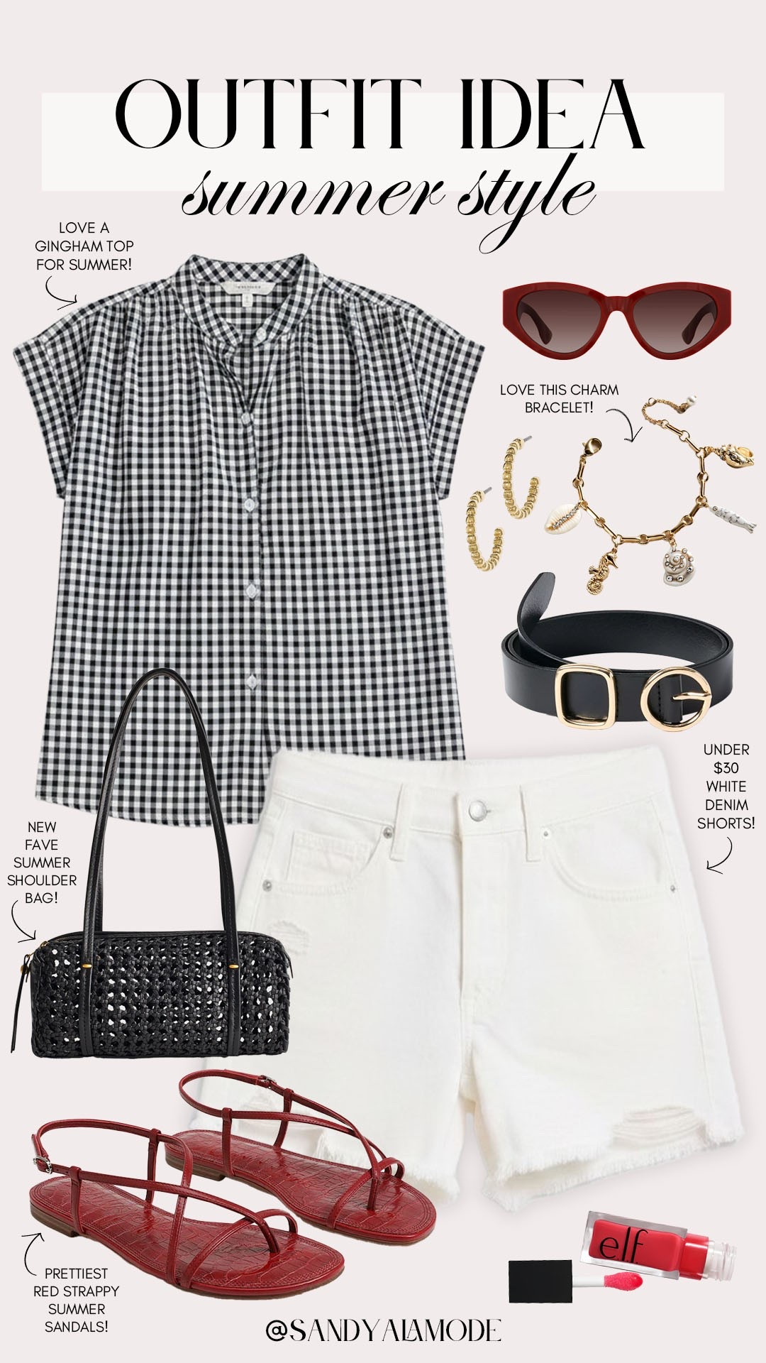 Trendy summer style. Casual summer outfit. Summer OOTD. Elevated casual summer outfit. Loft new arrivals. Black gingham and red summer style. Black and red summer style. Target denim shorts.

#LTKootd #LTKSeasonal #LTKgrwm