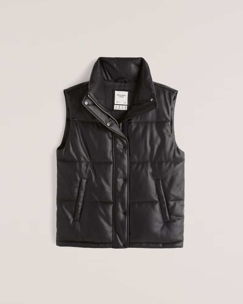 Women's Vegan Leather Duvet Puffer Vest | Women's New Arrivals | Abercrombie.com | Abercrombie & Fitch (US)