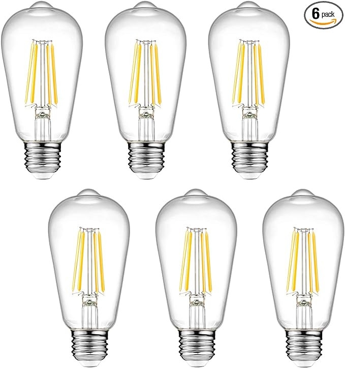 Ascher Dimmable Vintage LED Edison Bulbs, 6W, Equivalent 60W, 700lm, Warm White 2700K, 80+ CRI, S... | Amazon (US)