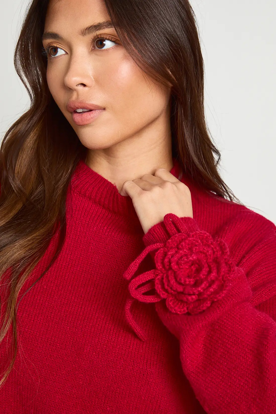 Corsage Cuff Detail Knitted Jumper | Boohoo.com (UK & IE)
