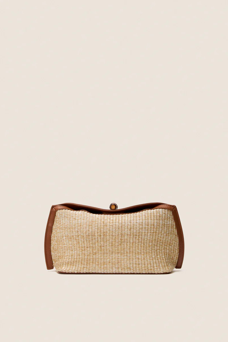 Cognac and Raffia Lock Clutch | Tuckernuck (US)