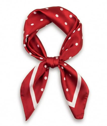 corciova Square Satin-Feel Polyester Scarf, Red & White Polka Dot, 70 x 70 cm (27.5 in) Neck Hair Headscarf Bandana for Women | Amazon (US)