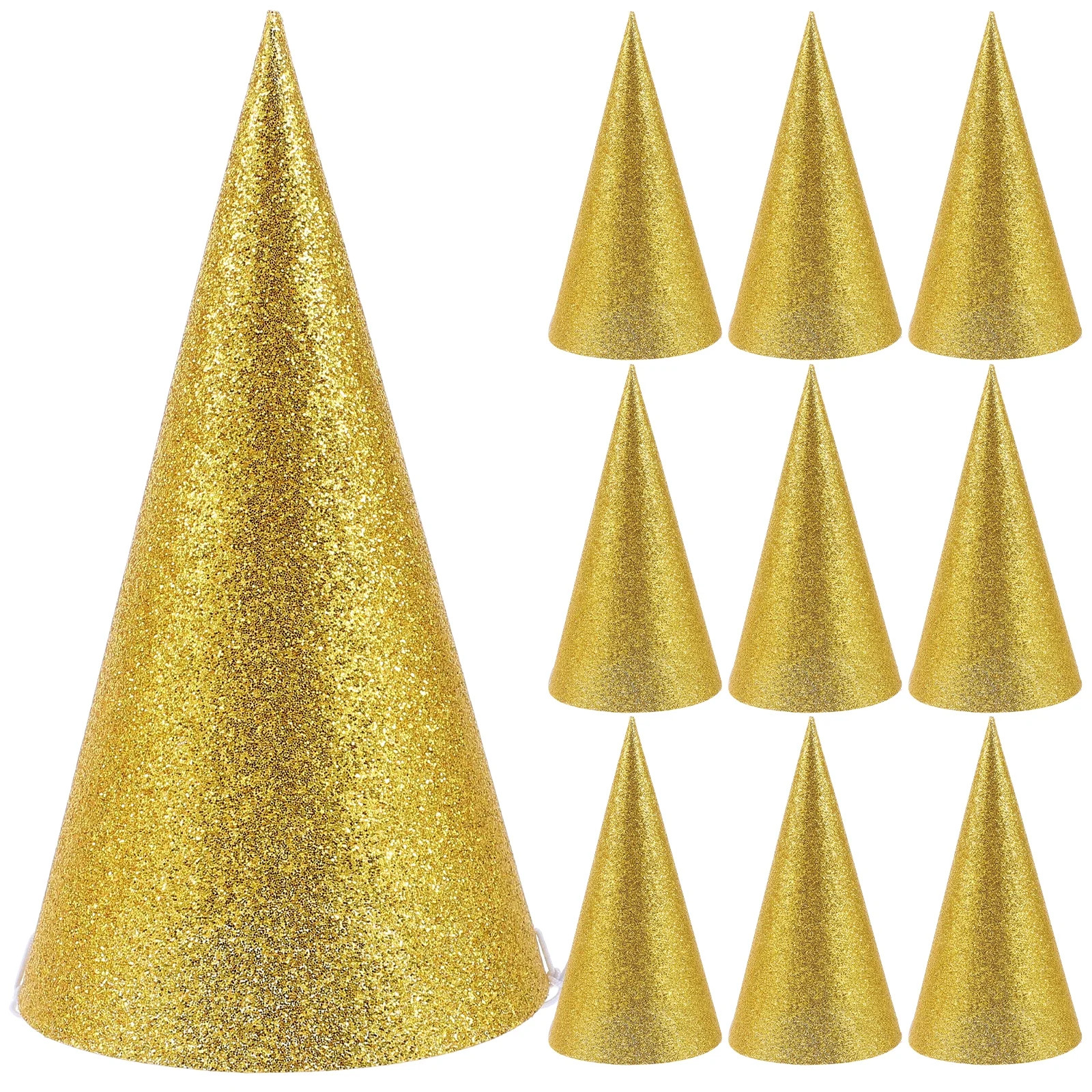 12PCS Glitter Cone Party Hats Triangle Birthday Hats for Kids and Adults Party Decorations (Golde... | Walmart (US)