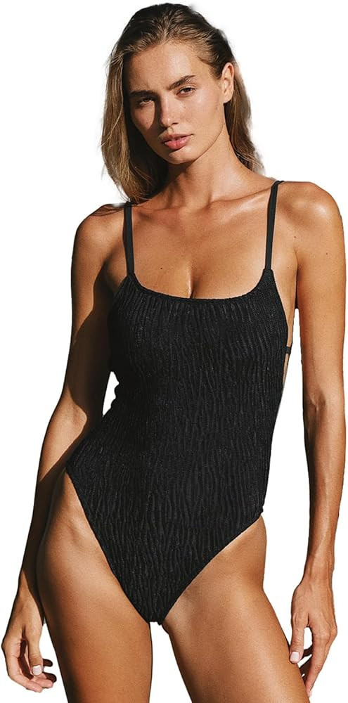 Womens Sexy One Piece Bathing Suits Tummy Control Scoop Neck Padded Swimsuit Open Back High Cut S... | Amazon (US)