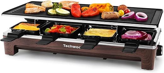 Raclette Grill, Techwood Electric Table Indoor Grill Korean BBQ Grill, Removable 2-in-1 Non-Stick... | Amazon (US)