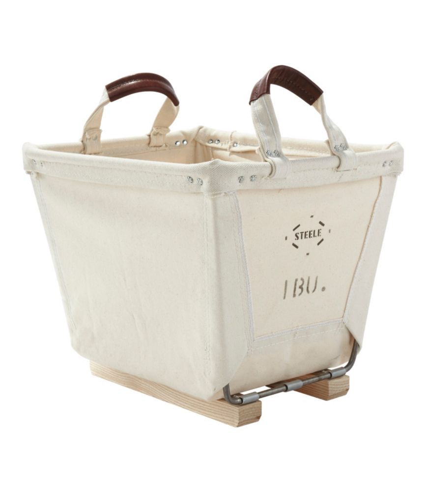 Steele Small Carry Basket With Wood Runners Natural 1 Bushel, Leather/Wood | L.L. Bean