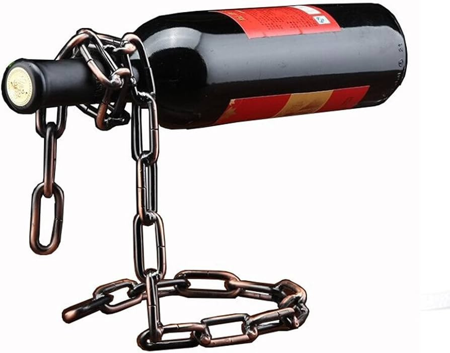 TBWHL Novelty Magic Wine Bottle Holder Floating Steel Link Chain Wine Bottle Rack/Holder - Holds ... | Amazon (US)