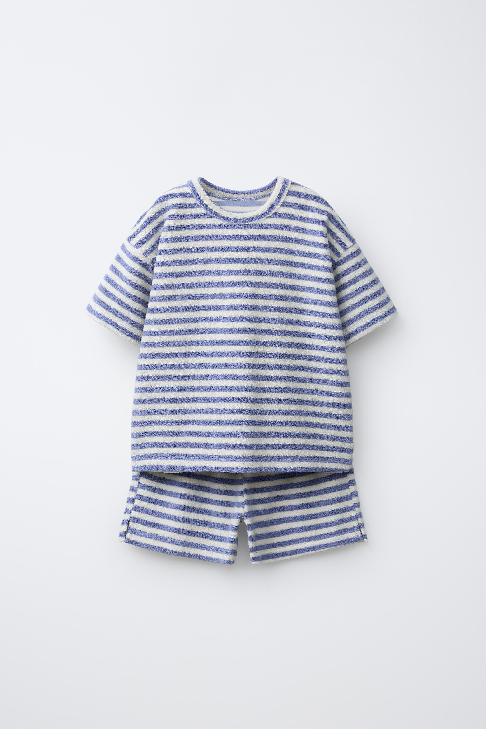 STRIPED TERRY CLOTH T-SHIRT AND BERMUDA SET | Zara US