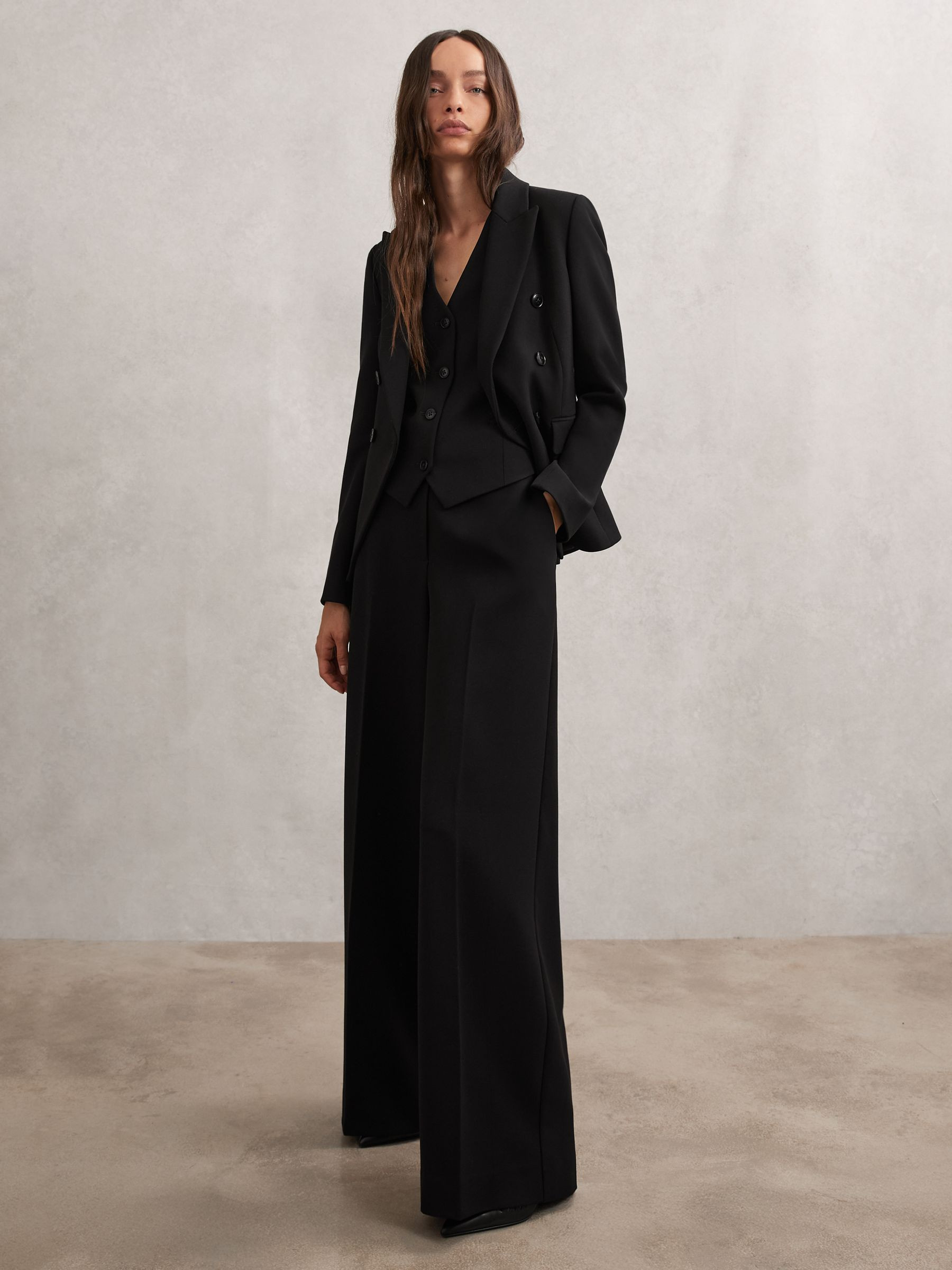 Wide-Leg Suit Trousers in Black | Reiss DE