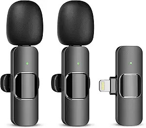2 Pack Wireless Lavalier Microphone for iPhone iPad,Wireless Microphones,Mini Microphone with Bui... | Amazon (US)
