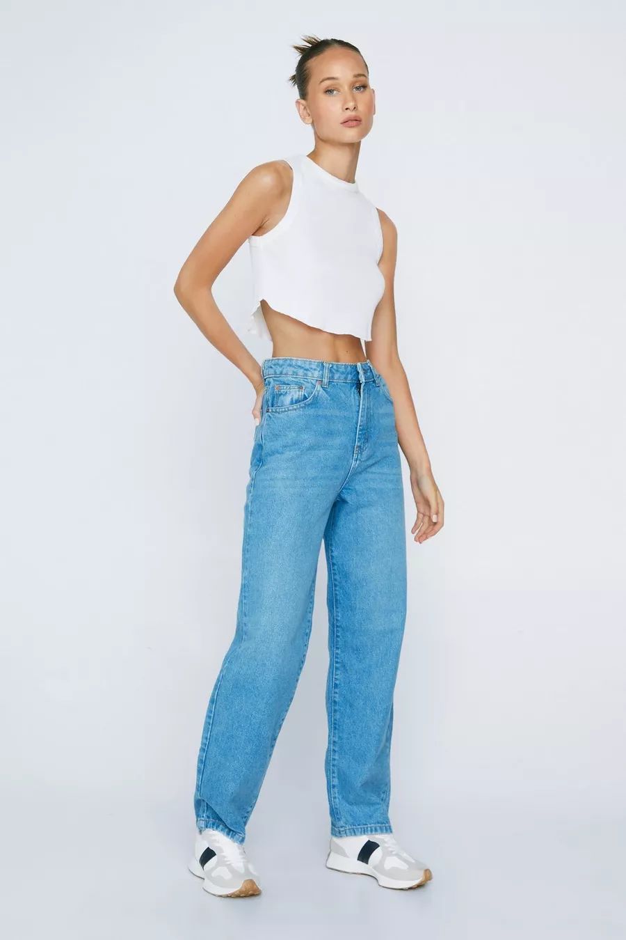 Petite High Waisted Boyfriend Denim Jeans | Nasty Gal UK (+IE)