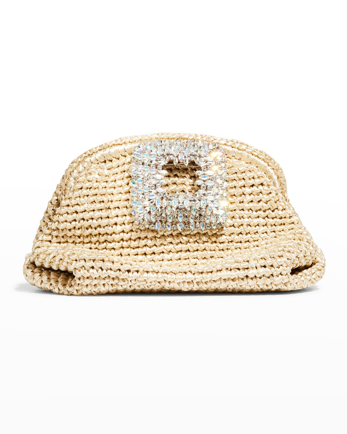 Mama Mini Crystal Buckle Raffia Clutch Bag | Neiman Marcus