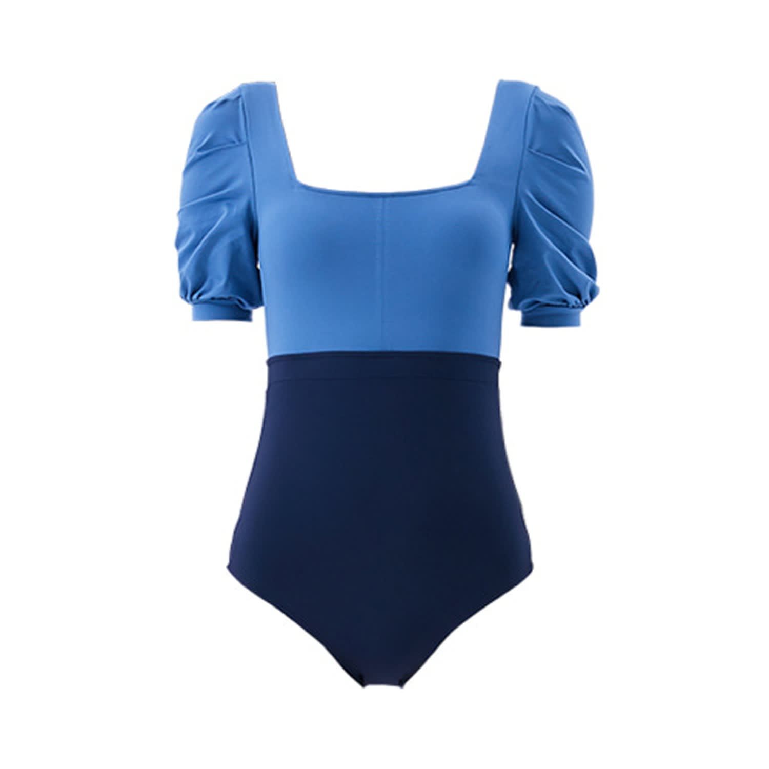 Volume Puff Sleeves One Piece Swimwear - Snow Marmalade Blue | Wolf and Badger (Global excl. US)